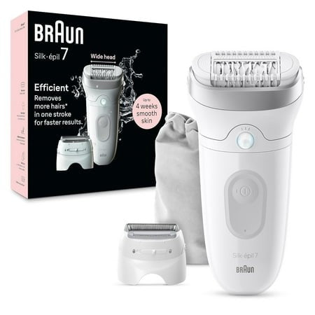Braun Epilator Silk-épil 7 Hair Removal Device Women Shaver & Trimmer Wet and Dry Wide Head Includes Shaver Head and Trimmer Comb Silver - Bellso